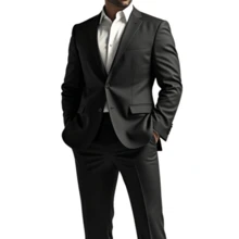 Slim Fit Suit With High Quality Finishing – Luxury Executive Style - 黑色 - 查看 2