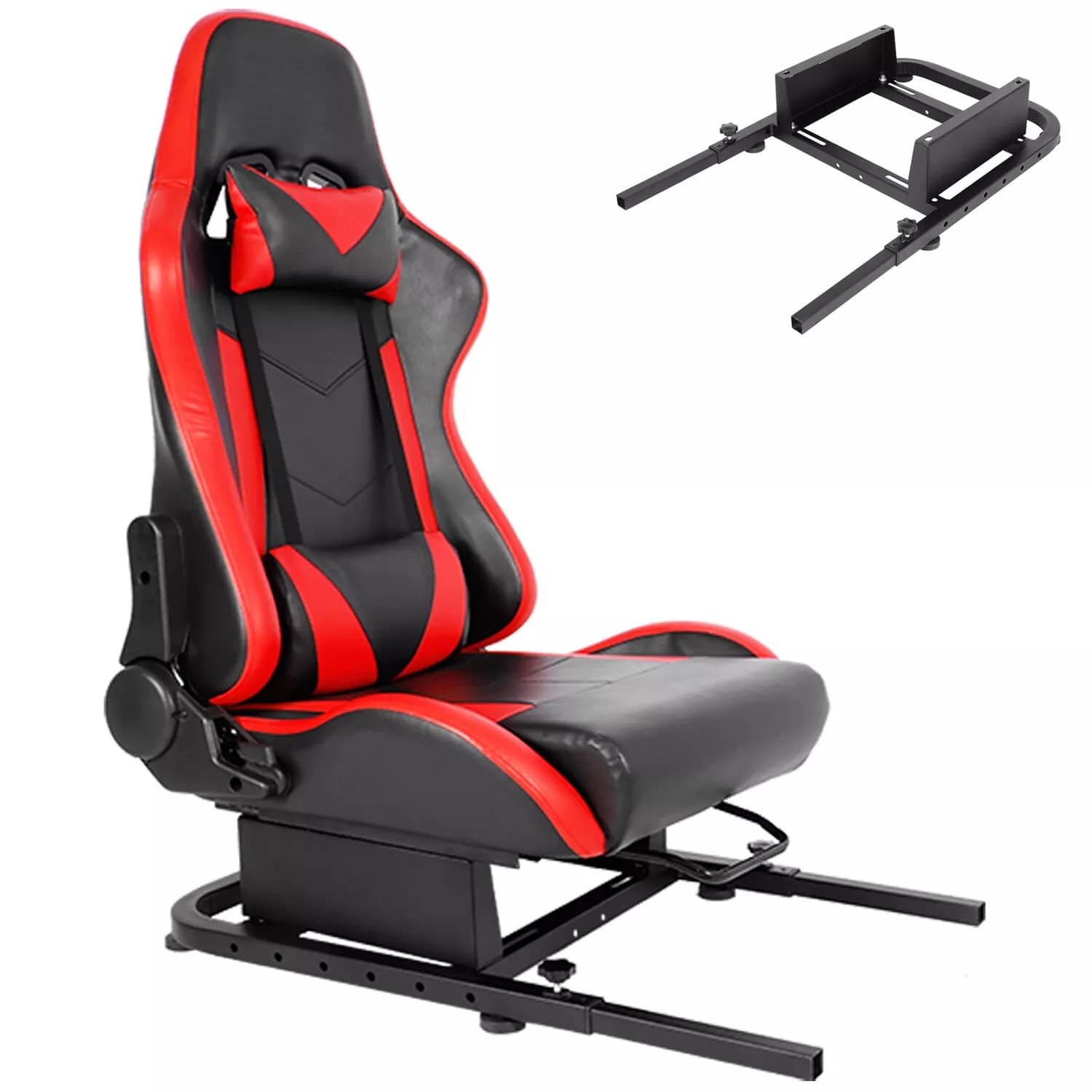 Minneer Racing Simulator Seat Mounting Frame With Bolts & Seat Suitable For Sim Gaming Stand DIY Adjustable & Portable Real Driving & Flying Simulation Split Rear Seat Cockpit