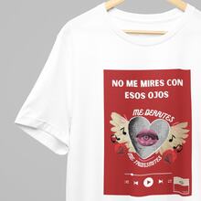 Playera Frases de Canción | Enjambre "No me mires así" - Blanco - Ver 4