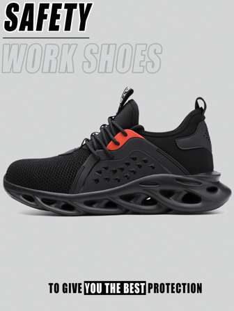 1 Pair Lightweight EVA Sole Work Boots Safety Steel Toe Shoes For Men Black Plus Size Women Indestructible Sneakers Construction Work Shoes Puncture-Proof,Breathable Safety Work Trainer For Warehouses,Steel Industry,Outdoor Work Wearing Casual Shoes In Daily Life, Hiking, Going Out For Mountain Climbing, Forging Workshop, Construction Work, Protective Shoes