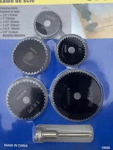 6片装高速钢迷你锯片套装，适用于木材、塑料和金属 - 不锈钢材质，带轴 - 是DIY爱好者和专业人士的理想之选 - 非常适合小型项目和维修 - 彩色 - 查看 9