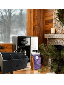 1 pieza Organizador de barra de café de madera rústica, soporte para cápsulas de café de encimera, caja de almacenamiento de sobremesa para café y condimentos de té, accesorio de granja para café, decoración de bar, organización y almacenamiento del hogar, decoración de habitación