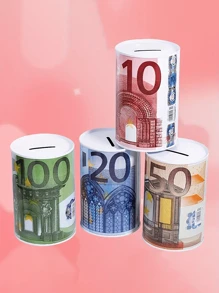 1 pièce Tirelire à motif symbole de l'euro, design unique, boîte de rangement en métal durable, accessoires de décoration pour la maison (motif aléatoire)