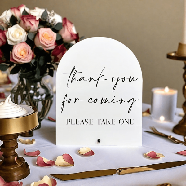 Wedding Table Sign, Thank You For Coming, Acrylic Sign With Stand, Minimalist Wedding Favor, Bridal Shower, Wedding Reception, Event Party Favor Supplies