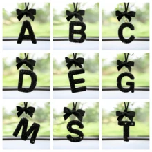 Shiny Letter Hanging Decor With Bow Accent, Fashionable English Letter Charm Decor For Car Rearview Mirror, Your Personalized Accessory - Multicolor - View 12