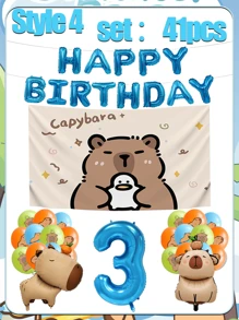 Set decorativo per feste di compleanno, palloncino opaco marrone a forma di capibara, decorazioni per palloncini per il compleanno