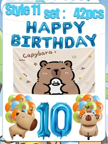 Set decorativo per feste di compleanno, palloncino opaco marrone a forma di capibara, decorazioni per palloncini per il compleanno
