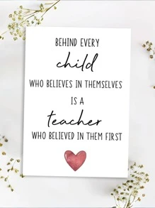 1pc Heartfelt Teacher Card With Envelope, Teacher Appreciation, Thank You Card, Teacher's Day, End Of Term, New Term
