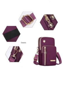 女士防水尼龙斜挎包,手机小单肩包,运动户外跑步装手机臂包男女斜挎包手腕包迷你女士零钱包(印刷位置随机) - 彩色 - 查看 7