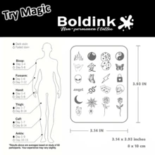 Boldink 各种防水防污临时纹身，持久 1-2 周，蝴蝶/月亮/玫瑰图案，哑光效果，适合日常和约会佩戴，多种选择 - 黑色 - 查看 4