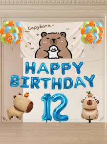 Set decorativo per feste di compleanno, palloncino opaco marrone a forma di capibara, decorazioni per palloncini per il compleanno