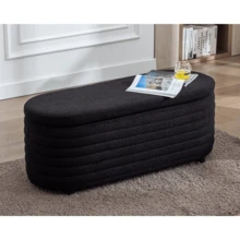 WAHSON OFFICE CHAIRS Stylish Fluffy Storage Bench For Living Room And Bedroom, Versatile Upholstered Stool With Ample Storage Space, Modern Design Perfect For Home Decor, Cozy Seating Solution For Entryway, Chic Accent Piece For Any Room, Ideal For Organizing Blankets And Accessories, Perfect For Holiday Gatherings And Seasonal Decor - Black - View 2
