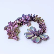 1pc New 3D Printed Dragon & Four-Leaf Clover Movable Joint Simulation Chinese Dragon Leaf Model Decoration Gift - Multicolor - View 5