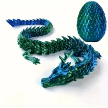 3D Printed Chinese Dragon Egg With Movable Joints - 11.8-Inch Dragon Flexible Statue, Color Series Home Office Decoration