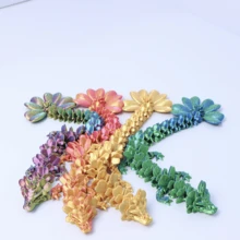 1pc New 3D Printed Dragon & Four-Leaf Clover Movable Joint Simulation Chinese Dragon Leaf Model Decoration Gift - Multicolor - View 2