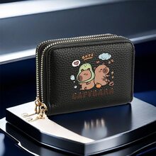 1pc "Cute Capybara" Print Double-Layer Zipper Credit Card Holder - Compact Double Zipper Wallet With Capybara Pattern Design - Large Capacity Cash, ID, Credit Card And Essentials Coin Purse, Perfect Gift For Family And Friends - Multicolor - View 11