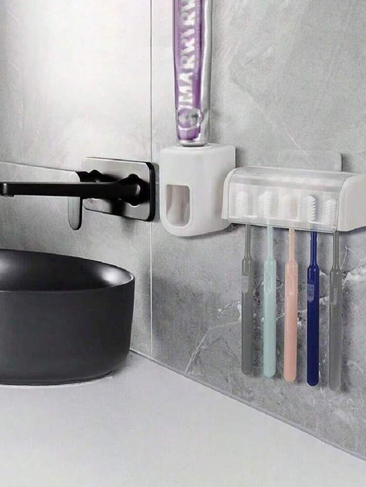 Porte Brosse A Dent Mural Porte-brosse à Dents Mural Auto-adhésif - Noir - Support Pour Brosses Manuelles Et électriques Organisateur Lavabo Pratique