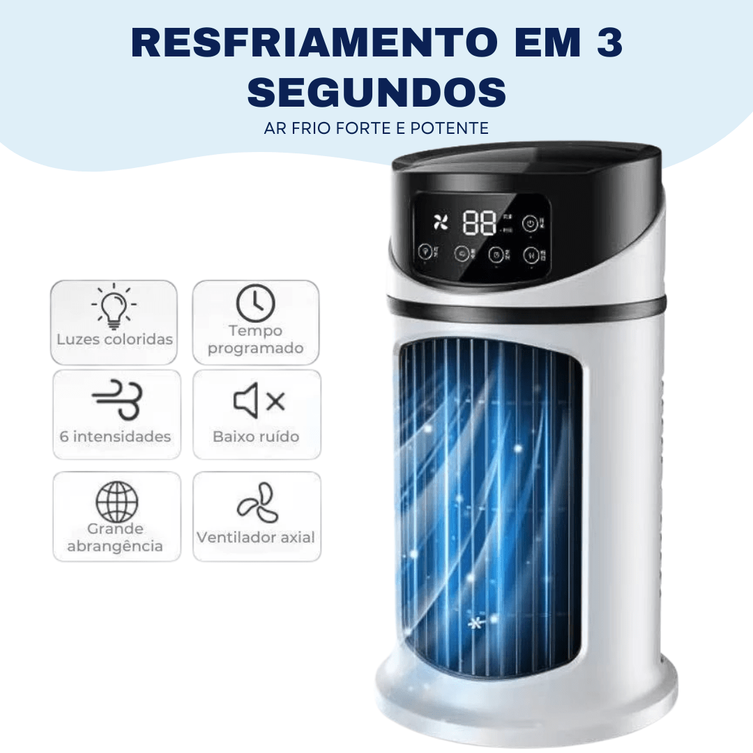 Ventilador Mini Ar Condicionado Climatizador Portátil USB Bivolt LED Com Reservatório de água