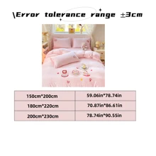 4Pcs, Gingham Bedding Set With Cute Cartoon Embroidery – Stylish Bedroom Decor For Global Shop