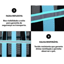 Bolsa Mala De Transporte Tiracolo Pet Tamanho GRANDE Até 8kg Cães e Gatos Cabine Avião - Azul - Visão 4
