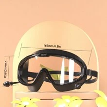 One Large Frame High Definition Waterproof And Anti-Fog Swimming Goggles With Built-In Earplugs, Used For Water Sports To Protect Eyes, Beach Essentials, Beach Accessories, Pool Float