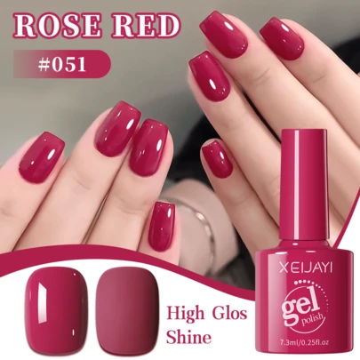  XEIJAYI 1 件玫瑰红凝胶指甲油凝胶彩色凝胶指甲油持久指甲油浸泡 LED/UV 凝胶指甲油美甲沙龙家居礼物女士春季