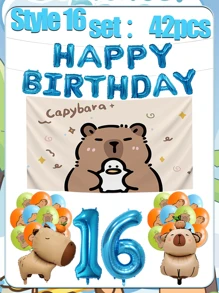 Set decorativo per feste di compleanno, palloncino opaco marrone a forma di capibara, decorazioni per palloncini per il compleanno