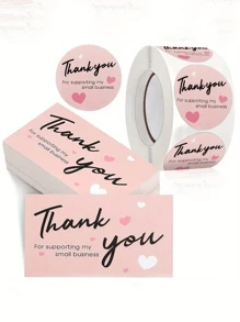 1 Pack Of 500 "Thank You" Stickers And 50 Gratitude Cards - Children's Motivational Reward Stickers, Back To School Gift Packaging Decor Labels, Teacher Appreciation And Friendship Gifts (Cute Design, Vinyl)