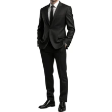 Slim Fit Suit With High Quality Finishing – Luxury Executive Style - 黑色 - 查看 6