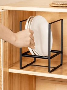 2/4Pieces Metal Dish Organizer, Plate Organizer For Cabinet, Kitchen Storage Cabinet Organizer For Plates, Pots And Pans - 黑色 - 查看 9