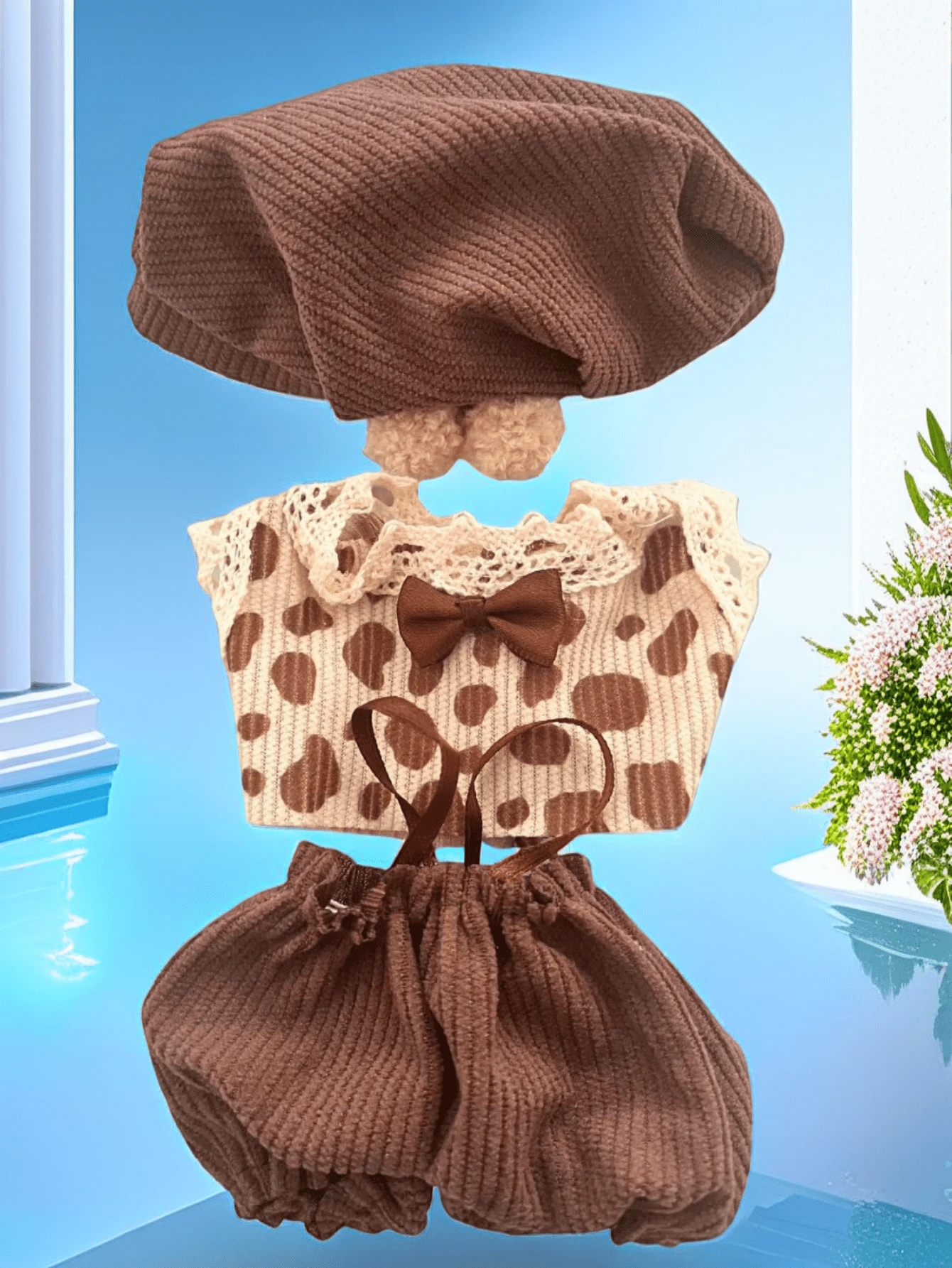 Ropa Para Muñeca De 17 Cm – Set De Mono Y Lazo, Adecuado Para Muñecos Labubu Y Peluches De 17 Cm (No Incluye Muñeca)