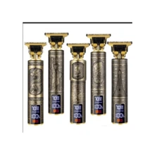 Maquina De Barbear Cortar Cabelo Aparador Profissional Barbeador Acabamento Sem Fio Portátil Com Visor Digital - Dourado - Visão 1