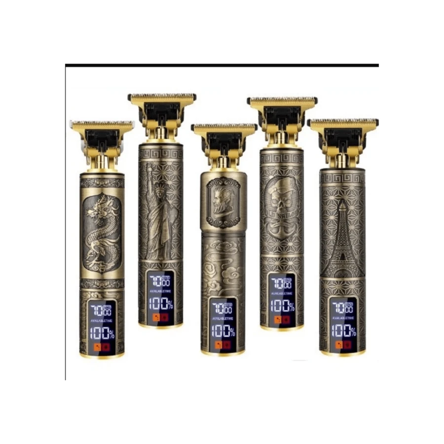 Maquina De Barbear Cortar Cabelo Aparador Profissional Barbeador Acabamento Sem Fio Portátil Com Visor Digital - Dourado - Visão 1