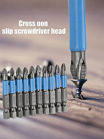 6 piezas Brocas magnéticas de cabeza cruzada - Anti deslizante PH1 PZ1 PH2 PZ2 PH3 PZ3 de 50mm de longitud con dientes - vástago hexagonal de 1/4" de cabeza única para destornillador eléctrico y taladro