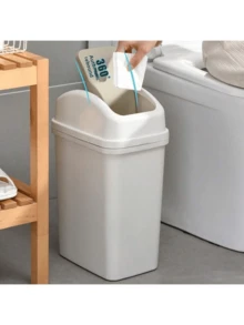 Large Capacity Swing Lid Trash Can For Commercial, Restaurant, Home Use, Bathroom Garbage Bin, European Style - Multicolor - View 3