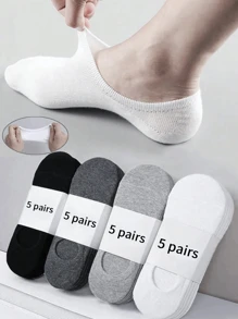 5 piezas/10 piezas/15 piezas/20 piezas Calcetines invisibles unisex, calcetines bajos de corte casual sin mostrar para deportes de verano