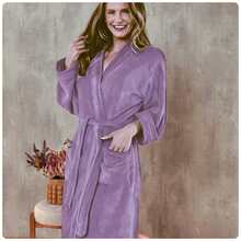 Microfiber Robe For Women And Men Adult Winter With Pocket - Grape - View 2
