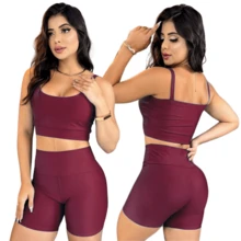 Fitness Set Shorts And Top With Removable Padding Suplex Gym Running Training Gym Set - 紅木色 - 查看 3