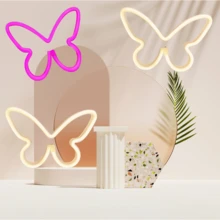 1pc 8.89x6.06in (Approx.22.6x15.4cm) Neon Sign Butterfly Usb/Battery Powered Pink Led Neon Light Wall Decor For Bedroom, Festival Valentine's Day Party Decoration, Birthday Decoration, Wedding Decoration, Home Decoration, Christmas Decoration