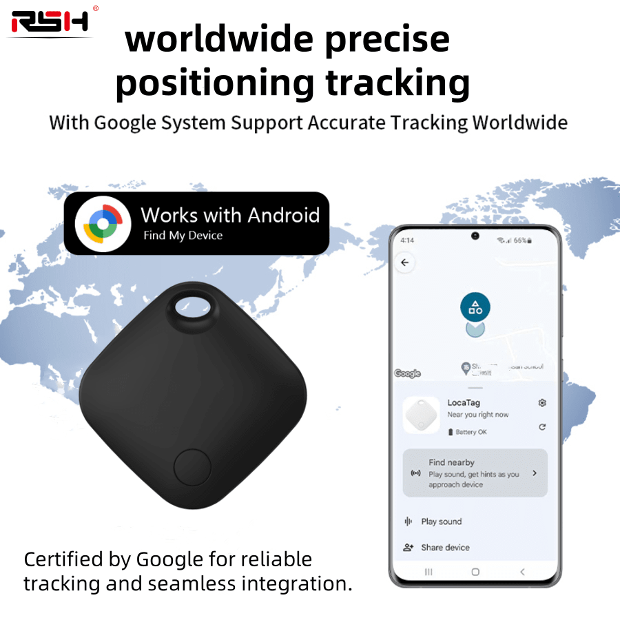 RSH For Android Find Hub App Smart Tag GPS Tracker, Worldwide Precise Positioning Wireless Locator Mini Anti-Loss Tag, For Keys, Luggage, Pets,Wallet Etc. Replaceable Battery, Privacy Protection&Family Sharing, Holiday Gift