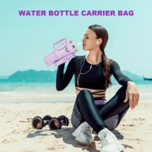 1pc Water Bottle Carrier Bag With Phone Pocket For Cup 40/30oz, Insulated Neoprene Water Bottle Holder Cross-Boday Bag With Adjustable Shoulder & Handheld Strap Cup Accessories (Multicolour)