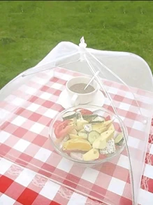 1 Piece Of White Insect And Mosquito Proof Folding Cover Vegetable Cover, Food Umbrella Pop-Up Mesh Screen, Food Cover Mesh Screen Protection, Food Cover Tent Dome Mesh Umbrella Picnic Food Protector, Practical Ventilation
