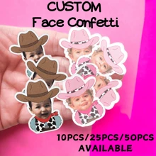 Custom Face Confetti – Glossy Finish Photo Cutouts For Birthday, Holiday & Special Events | Cowboy & Cowgirl Theme Party Decorations | Personalized Face Table Scatter For Weddings, Bachelorette & Celebration Parties