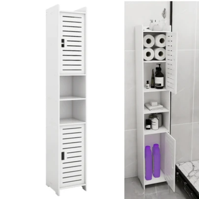 Meuble de salle de bain Porte-papier toilette autoportant, meuble de rangement pour salle de bain, salon, cuisine 26*22*118cm Rentrée scolaire