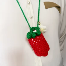 1pc Strawberry Crochet Vape Holder Lanyard Fits Most Box Devices, Gift For Friends