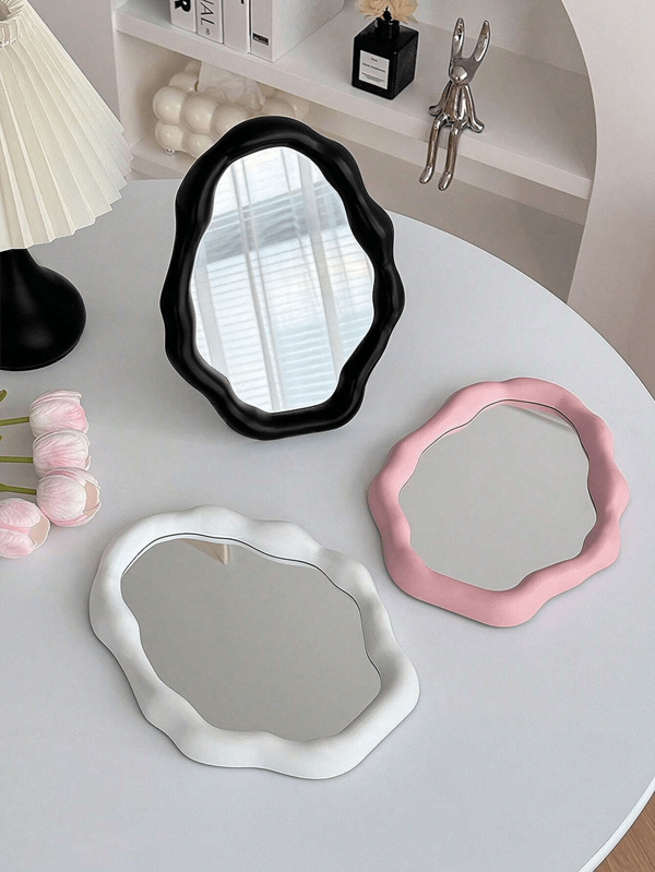 1pc Asymmetric Cloud Makeup Mirror, Random Shape, Single-Sided Table Or Desk Top Mirror For Bedroom, Dorm, Portable Mirror Can Be Wall-Mounted, Suitable For Room Decor School Decor School Surprise Dormitory Decor Back To School