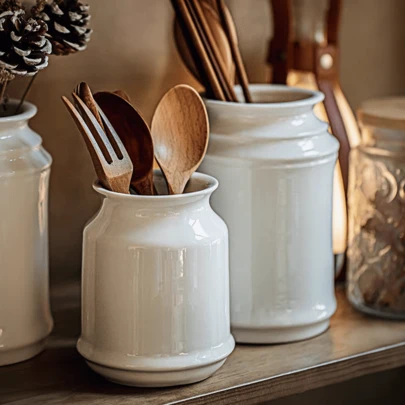 1pc Ceramic Utensil Container, Japanese Style Black Storage Jar For Kitchen Dining Utensils, Chopstick Holder