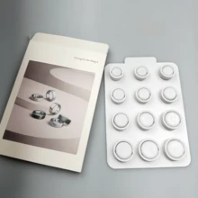 一套通用12个戒指尺寸套件，用于参考测量，适合尺寸匹配，可佩戴的戒指测量工具，让您更轻松地找到适合自己的戒指尺寸，以及可重复使用的戒指测量设备 - 白色 - 查看 5