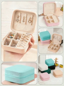 1 Pieza Organizador de joyería mini, Organizador de joyería, Soporte de joyería, Organizador de joyería con cremallera portátil para viajes, Caja de regalo para damas, Exhibidor de joyería multifuncional, Adecuado para anillos, colgantes, aretes y collares. - Caja de regalo adecuada para niñas y damas, caja de regalo de Halloween, caja de regalo de Navidad. Organizador de almacenamiento de viaje. Vuelta a la escuela de verano