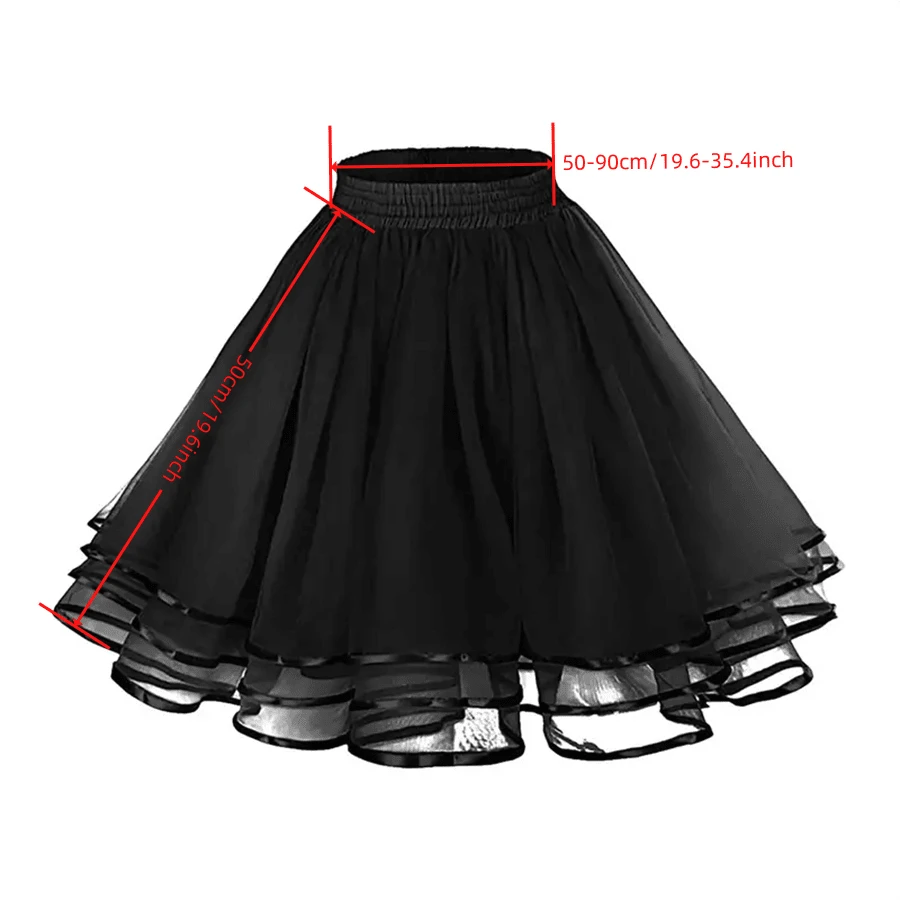 1 Pc Vintage Petticoat Tutu Skirt Underskirt Crinoline Dance Slip For Christmas Cosplay Costumes Party Black White Dark Green Red Fall Clothes For Women